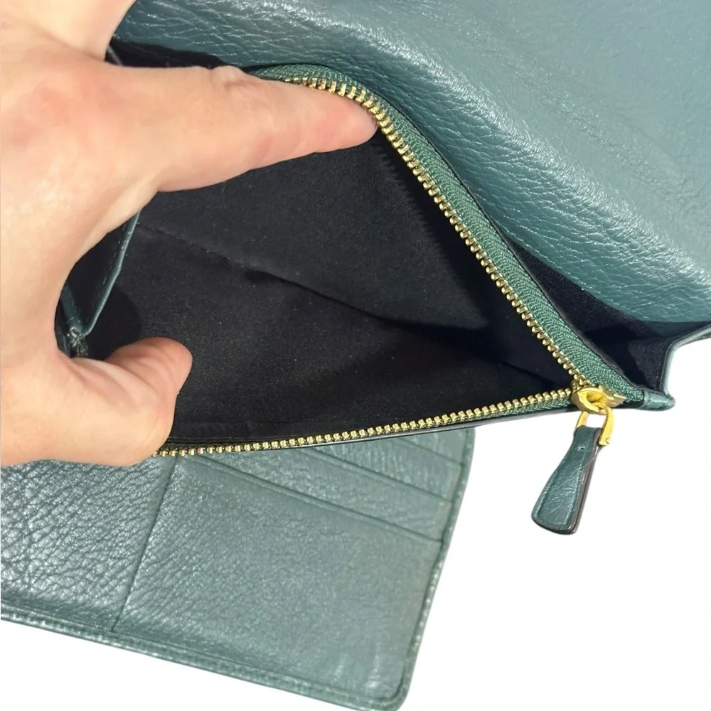 MARC JACOBS Recruit Continental Tri-fold Green Leather Wallet